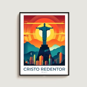 Cristo Redentor Travel Poster Wall Art Gift Brazil Travel Poster | Home Decor | Wall Ar