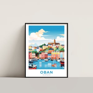 Oban Travel Poster Wall Art Gift Scotland Travel Print Gift Home Decor Lovers Wall Hanging