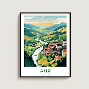 Ahr Travel Print Wall Art Gift Duitsland Reizen Poster Cadeau Home Decor Liefhebbers Muuropknoping