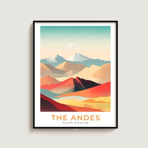 Andes Travel Poster Wall Art Gift South America Travel Print Gift Home Decor Lovers Wall Hanging