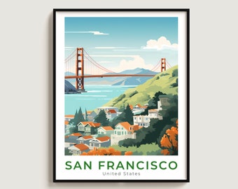 San Francisco Travel Print Wall Art Gift United States Travel Poster Gift Home Decor Lovers Wall Hanging