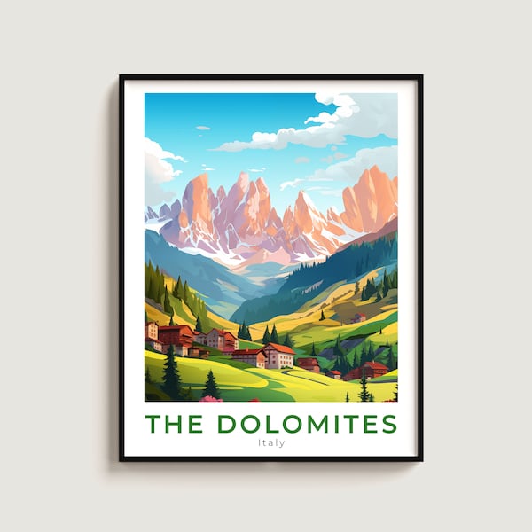 Dolomites Travel Print Wall Art Gift Italy Travel Poster Gift Home Decor Lovers Wall Hanging