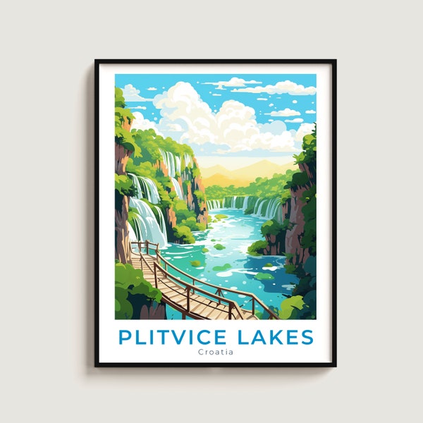 Plitvice Lakes Travel Print Wall Art Gift Crotia Travel Poster Gift Home Decor Lovers Wall Hanging