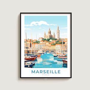 Marseille Affiche de voyage Mur Art Cadeau France Voyage Impression Cadeau Décoration d’intérieur Amoureux Tenture murale