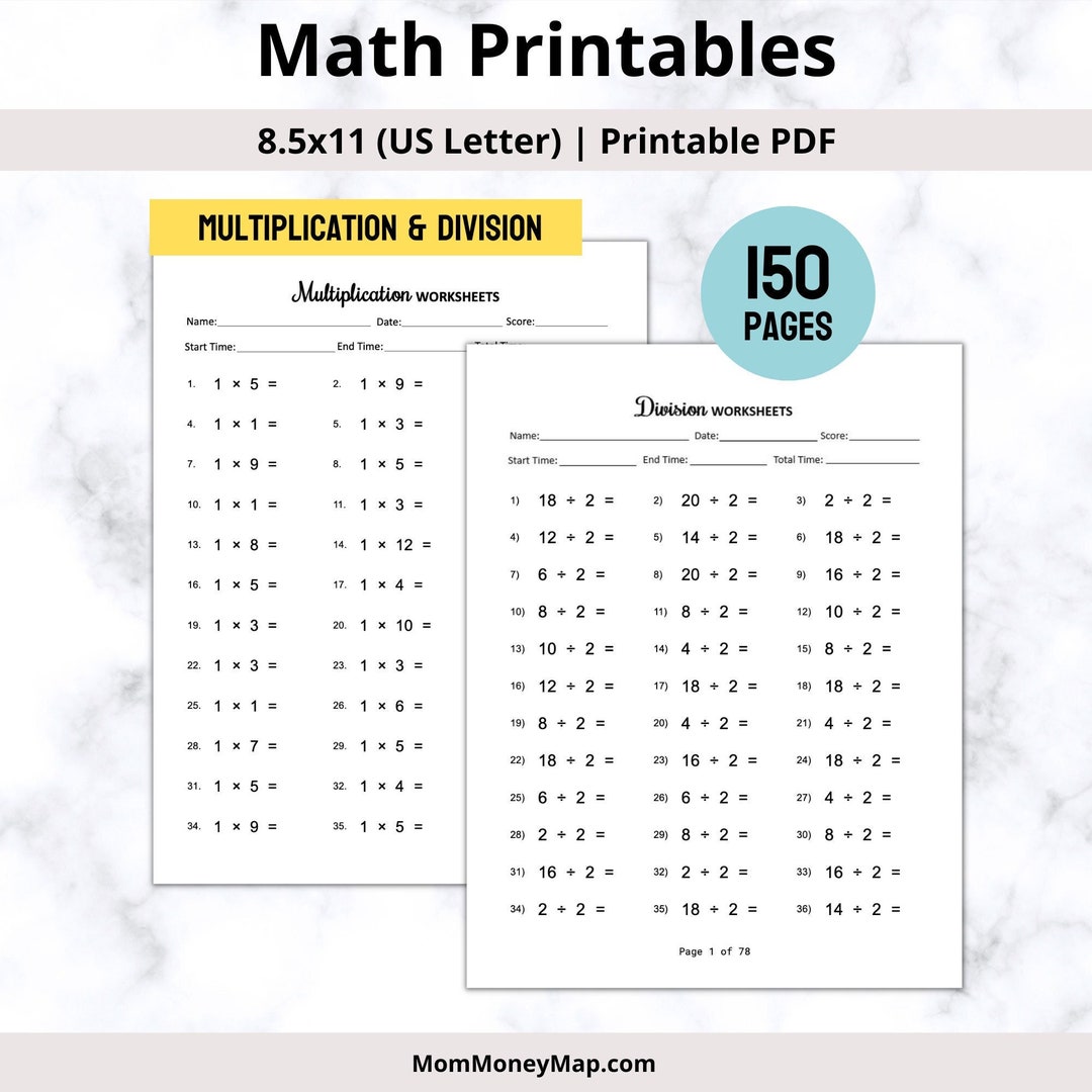 Math Worksheet Printable for Kids, Division and Multiplication ...