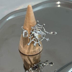 Y2k Grunge Spider Rings, Moonstone Gothic Rings, Punk Silver Rings