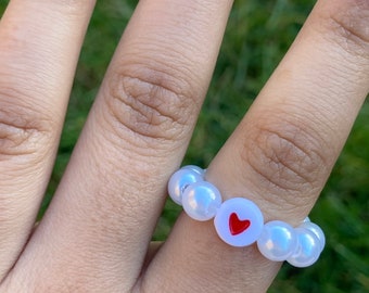 Pearl heart ring