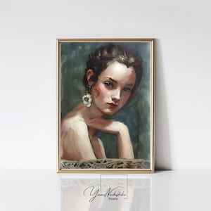 Woman Portrait Art | Vintage Wall Art | Oil Painting Art | Antique Wall Decor | Vintage Fashion Art | Digital DOWNLOAD | PRINTABLE Art