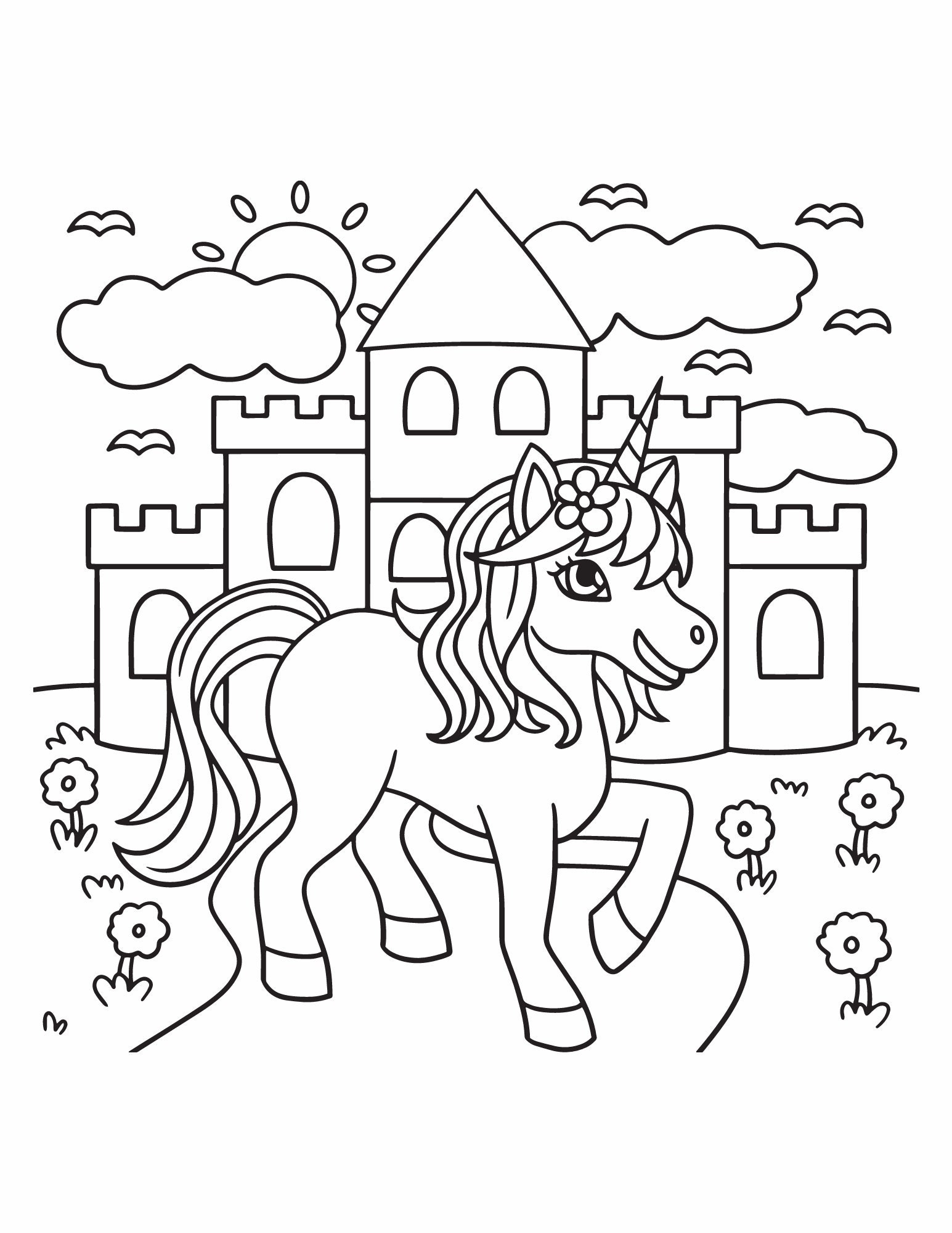 Unicorn Printable Coloring Books Cute Girl Coloring Pages Etsy