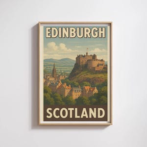 Vintage Edinburgh Castle Travel Poster: Retro Scotland Wall Art (Digital Download)