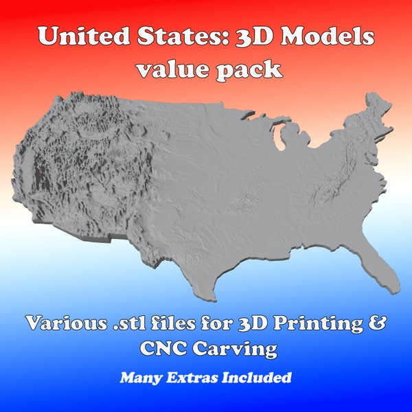 United States Topography: 3D / Digital (.stl) models Value Pack