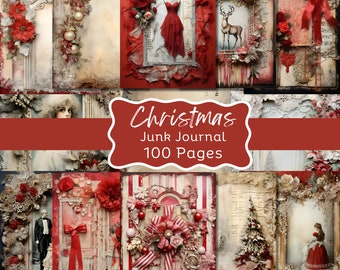 Christmas Junk Journal Paper, big Bundle, scrapbooking paper, DIY crafters, Digital Download, cards, printable, collage sheets