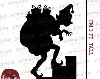 Elf Climbing the Stairs Outdoor Stencil, Giant Christmas Yard Cutout Template (Digital Download)