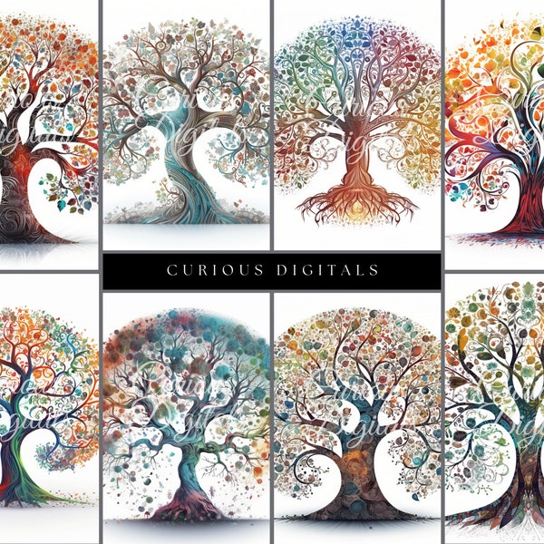 Colorful Tree of Life Art - Rainbow - Watercolor - Clip Art - Digital Art Download - Stock Photo - PNG - Commercial Use - AI generated