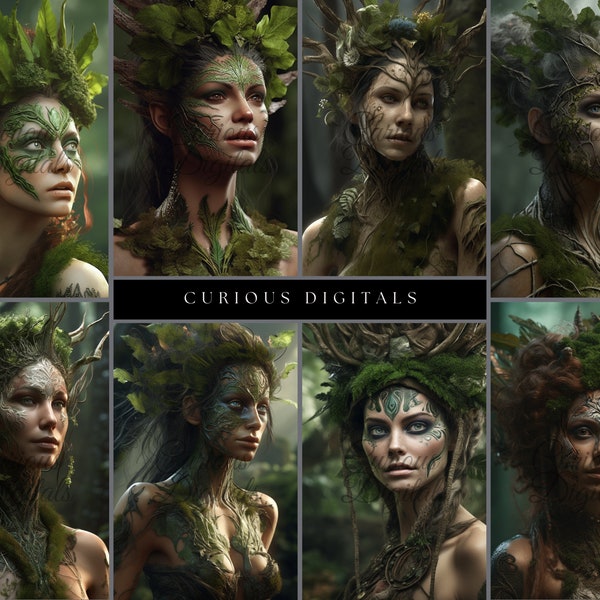 Fantasy Forest Dryad Women - Tree Nymphs - Digital Art Download - Stock Photo - PNG - Commercial Use - AI generated