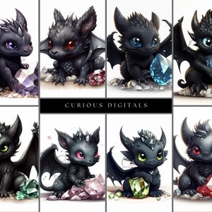 Birthstone Dragons - Gem Dragons - Fantasy - Clip Art - Digital Art Download - Stock Photo - PNG - Commercial Use - AI generated