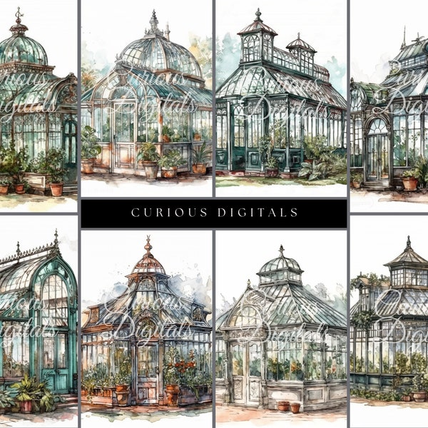 Victorian Greenhouses - Conservatory - Solarium - Clip Art - Digital Art Download - Stock Photo - PNG - Commercial Use - AI generated