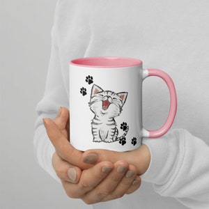 Silly Cat Mug with Color Inside Double Sided Print