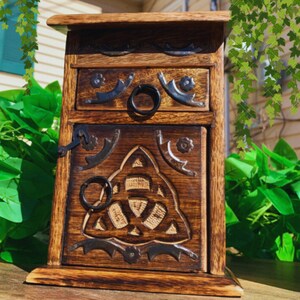 Handmade Wooden 2 Tier Wicca Triskel Desktop Drawers Triple Moon Witchy  Altar Drawers Tarot / Crystal Storage Box Manifestation Box 