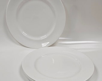 4x platos llanos de porcelana fina blanca fabricados en Inglaterra de 27 cm o 10,5 pulgadas