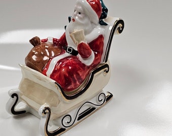 Father Christmas sleigh, trinket box fine bone,china Lustreware