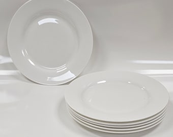 6 assiettes latérales en porcelaine fine blanche 20 cm (20 cm)