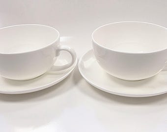 2 Cappuccino, cup and saucer, white fine bone china