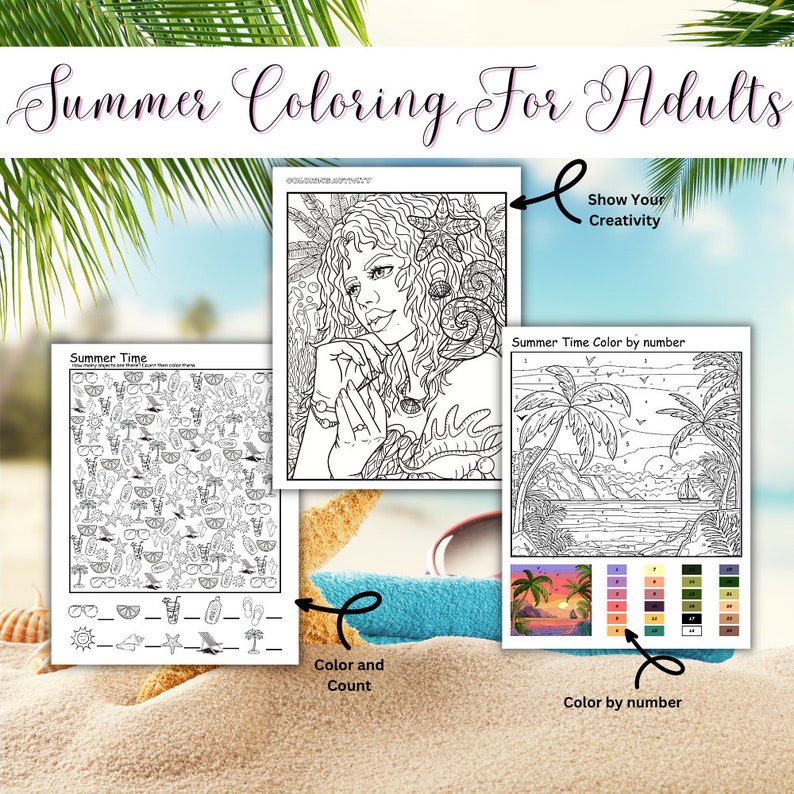 Summer Coloring Pages for Adults - Etsy