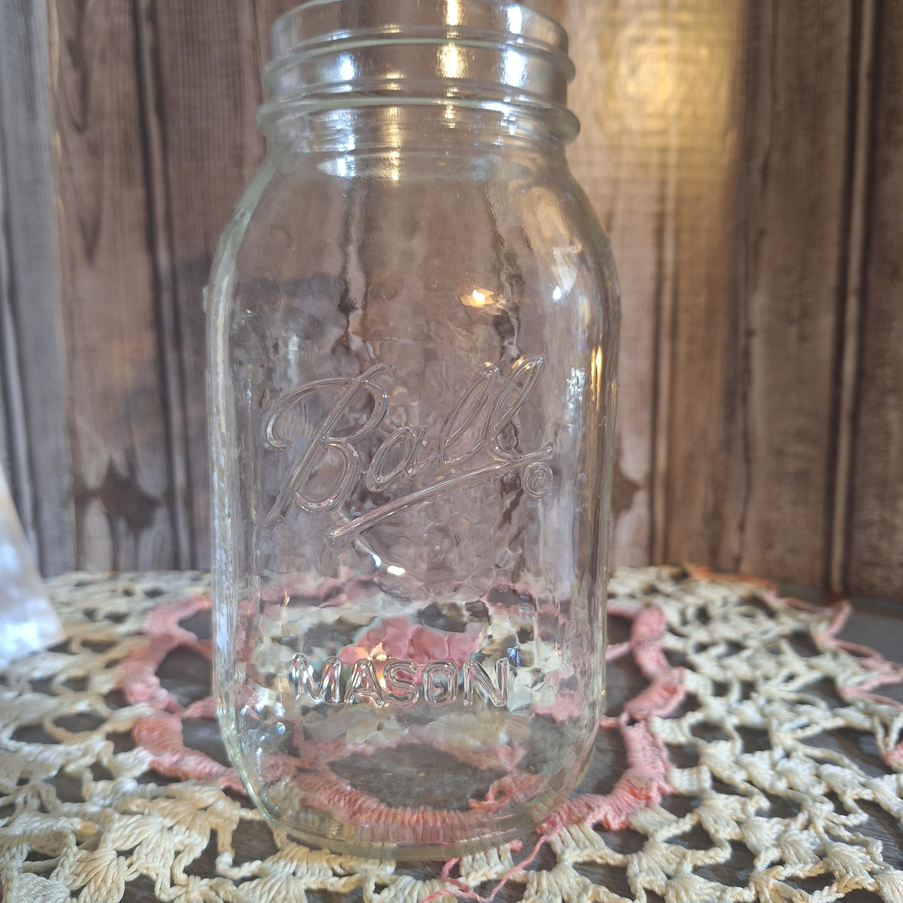 Vintage Ball Mason Regular Mouth Fruit Design Quart Canning Jar