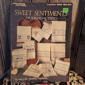 Vintage 1988 Dépliant Leisure Arts n°693 Douces sentiments au point de croix