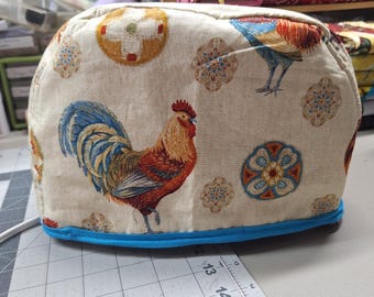Handmade Farm Country Rooster Chicken  2 Slice Toaster Cover Appliance Cover