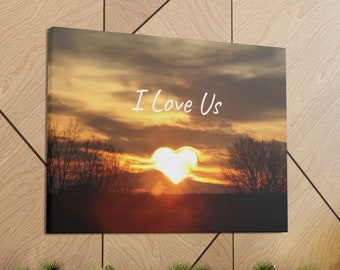 Galleriomslag med canvastryck "I Love Us", bröllopsdagspresent, canvaskonst för allrum.