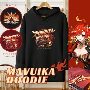Mavuika Themed Hoodie, Unisex Genshin Hoodies, Pyro Archon Natlan Bekleidung, Genshinimpact Merch, Vintage Anime Hoody, Anime Otaku Hoodies