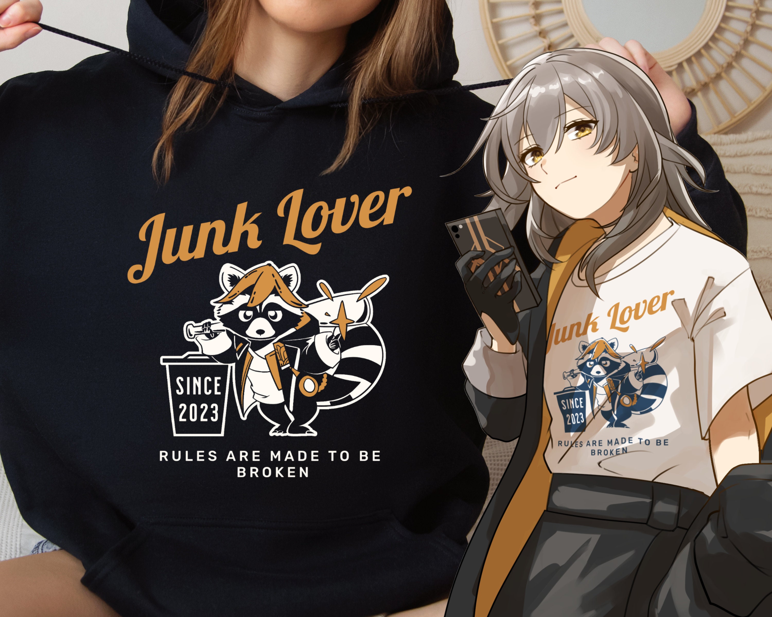 Stelle Honkai Star Rail MC Themed Hoodie, Unisex, Raccoon, Anime