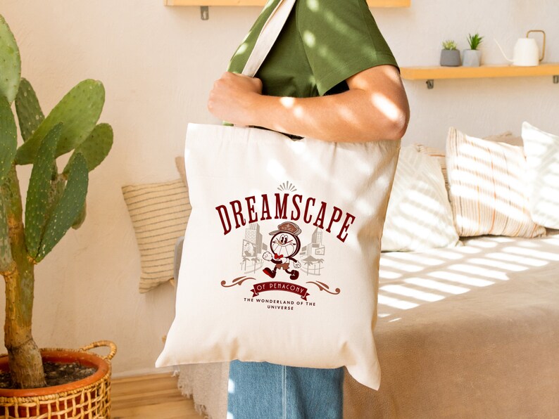 Sac Fourre-Tout En Toile - Imprimé Graphique Visage Dessin Animé - Couleur Blanc Cassé - Taille Moyenne - Neuf
