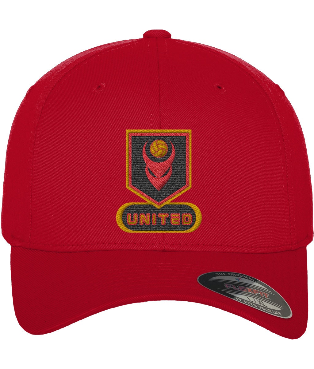 Devil Baseball - Flexfit United Cap Embroidered Football Etsy Team MUFC Hat Cap Red Emblem Manchester