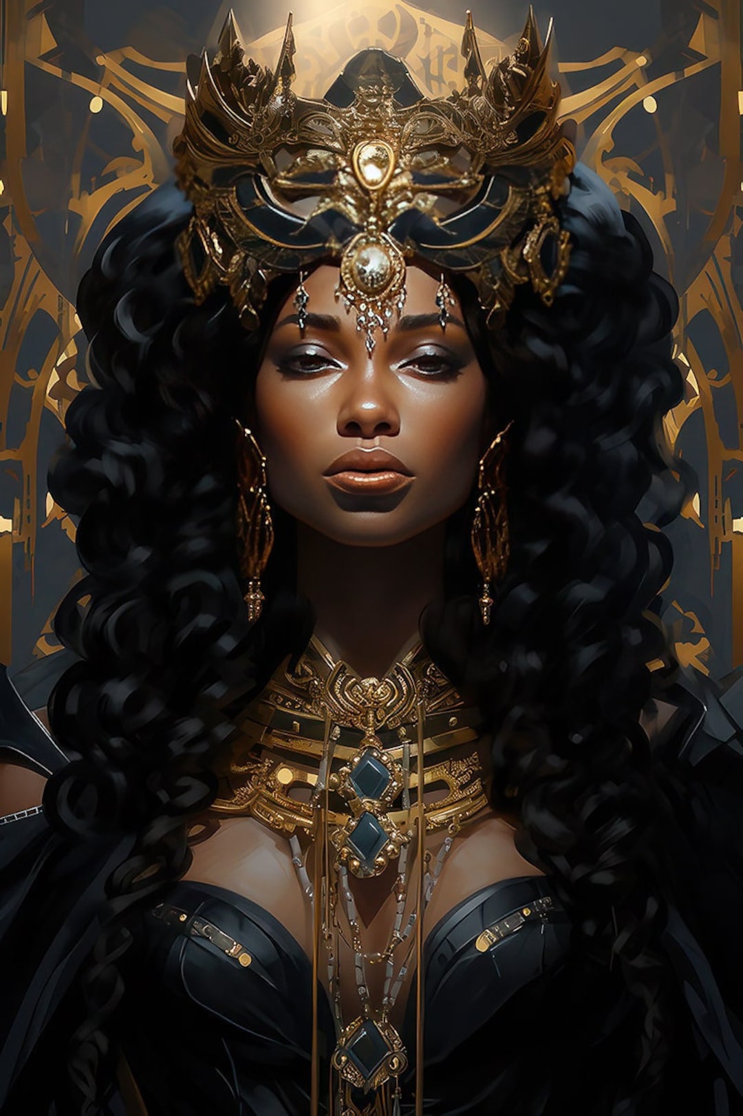 Black Queen Ai Art, Midjourney Art, AI Art Digital Download, AI