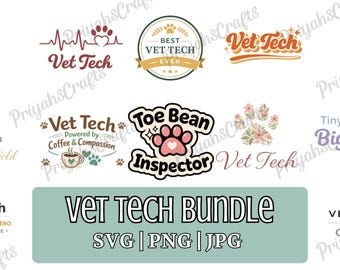 Vet Tech SVG Bundle | Veterinary Technician Quotes SVGs, Funny Vet Life Designs, Cricut Cut Files for Shirts & Stickers
