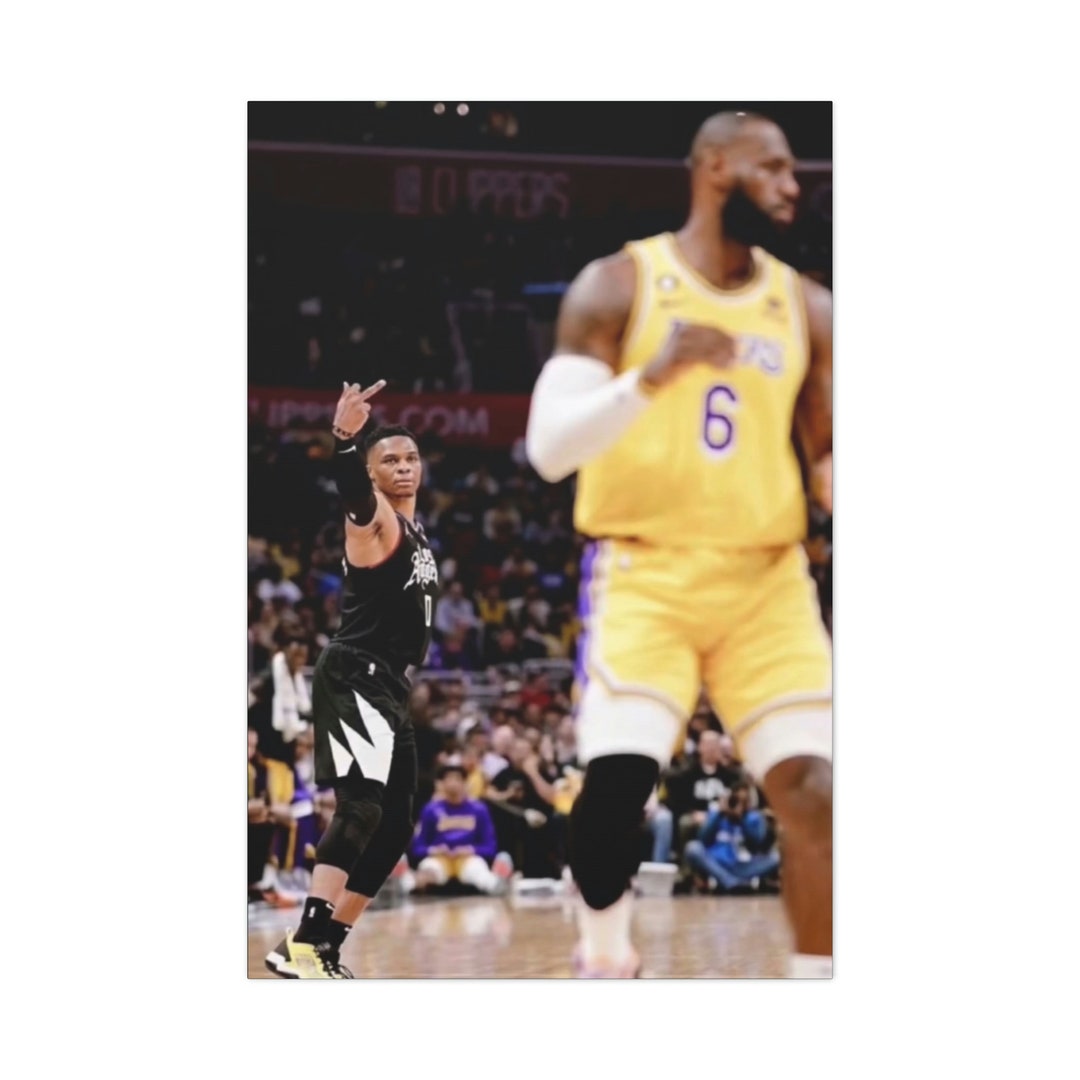 Russell Westbrook Flipping Lebron James off Canvas Etsy