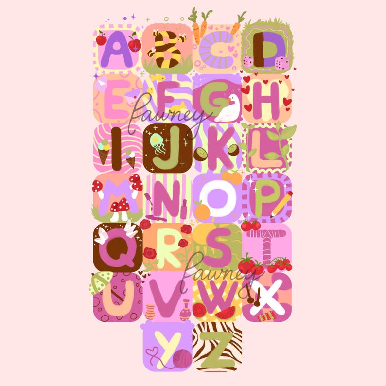 Colorful ABC Alphabet Wall Art Print, Big Abc Poster for Nursery ...