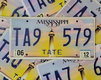 MISSISSIPPI LIGHTHOUSE License Plate - Free Shipping in USA - 1 w/ Random Letters, Numbers & County