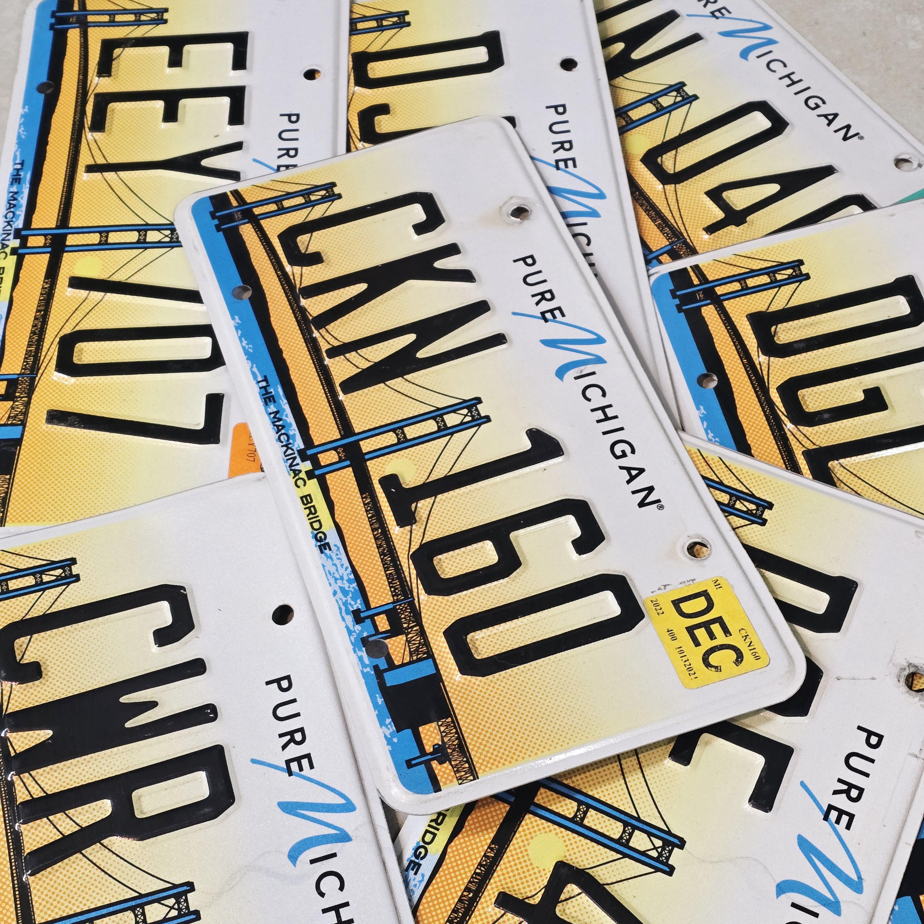MICHIGAN Mackinac Bridge License Plate - 1 W/ Random Numbers & Letters ...