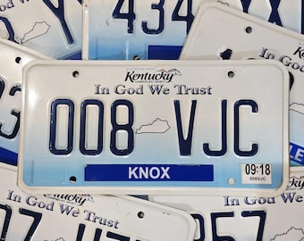KENTUCKY License Plate ~ 1 w/ Random Letters & Numbers ~ In God We Trust ~ Real, Used, Nice, Embossed Kentucky Tag