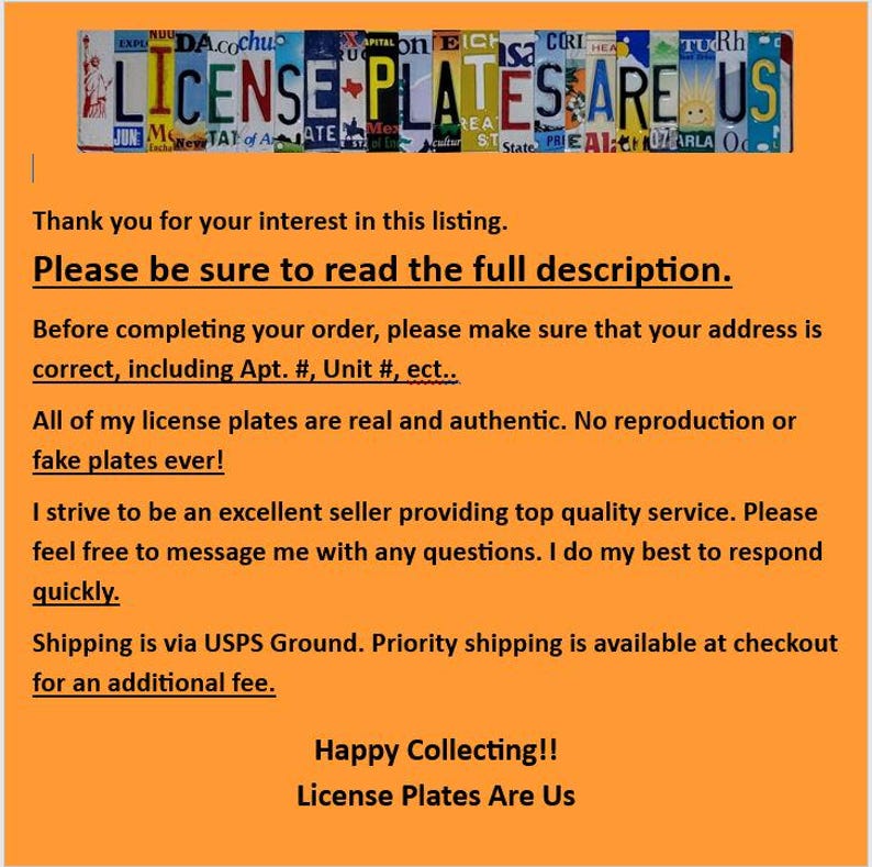 License Plate Listing Details