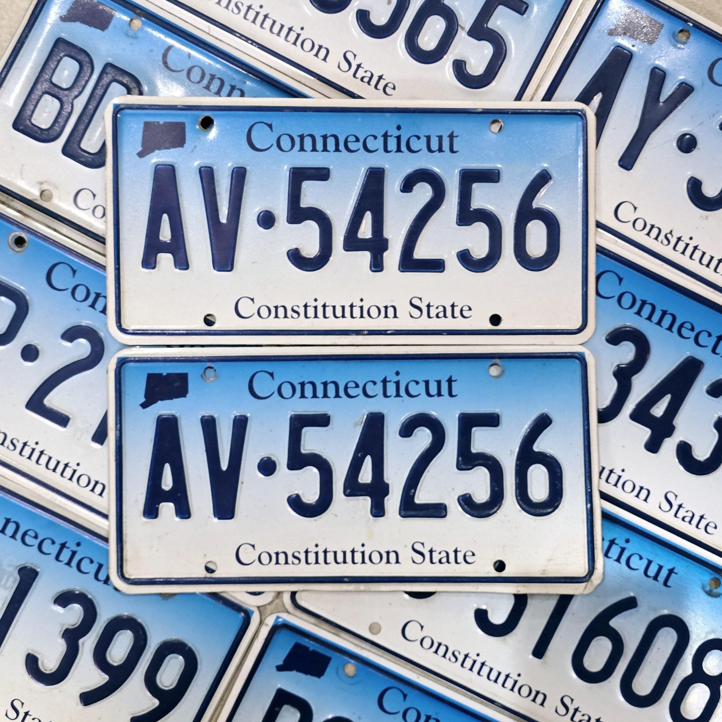 CONNECTICUT License Plate Pair - Free Shipping in USA - 1 Matching Set w/Random Letters and Numbers - Photos are examples