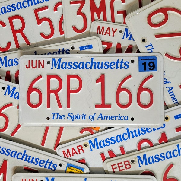 MASSACHUSETTS License Plate - Free Shipping in USA - 1 w/ Random Letters & Numbers