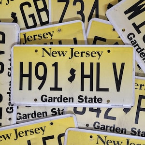 NEW JERSEY Nummernschild ~ 1 mit zufälliger Buchstaben & Zahlen ~ Nicht anpassbar