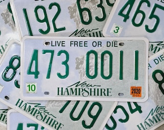 NEW HAMPSHIRE License Plate - Free Shipping in USA - 1 w/ Random Letters & Numbers - Live Free Or Die - Old Man Of The Mountain