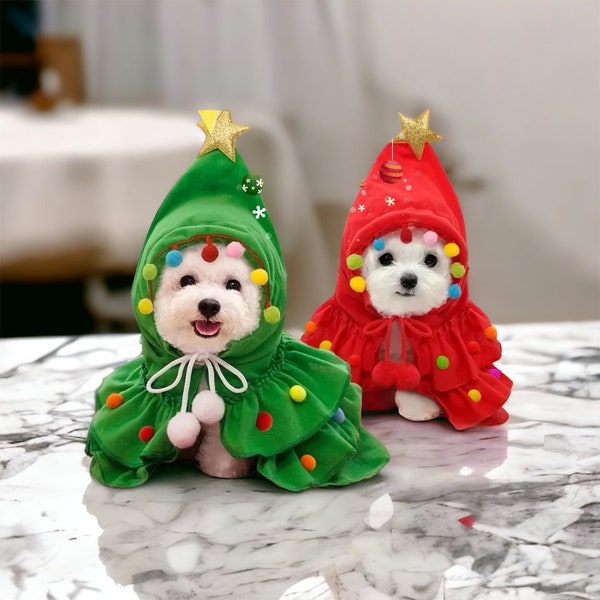 Pet Clothes Christmas, Cosplay Santa Tree Costume, Dog clothes, Designer clothing for dog, Dog jacket, Dog Wardrobe, Clothe Santa For Dog