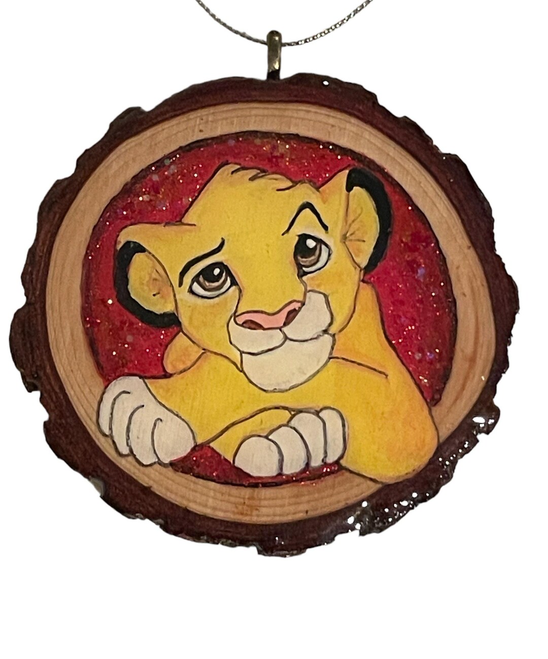 Hand-painted Simba From Disneys the Lion King - Wooden Disc Art Hanging ...
